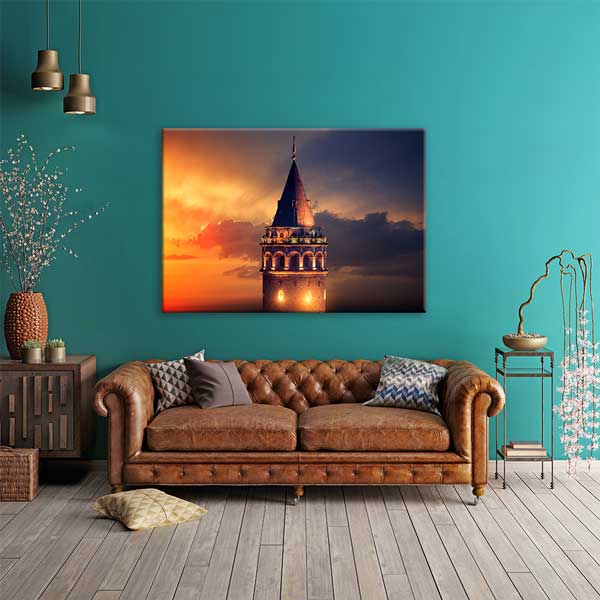 Galata Kulesi Gün Batımı Manzaralı Kanvas Tablo 12069