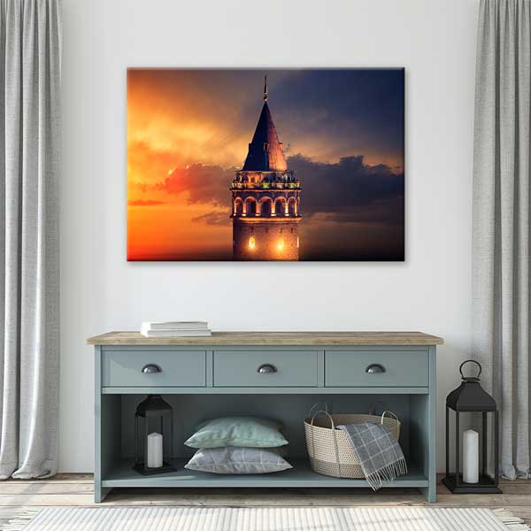 Galata Kulesi Gün Batımı Manzaralı Kanvas Tablo 12069