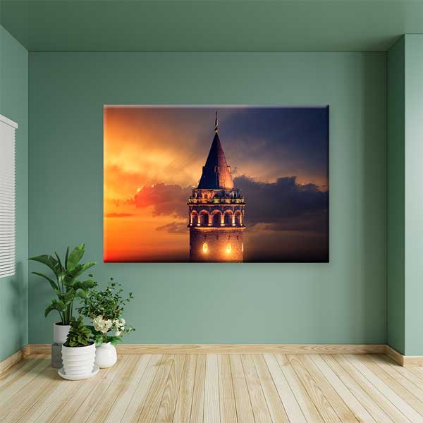 Galata Kulesi Gün Batımı Manzaralı Kanvas Tablo 12069
