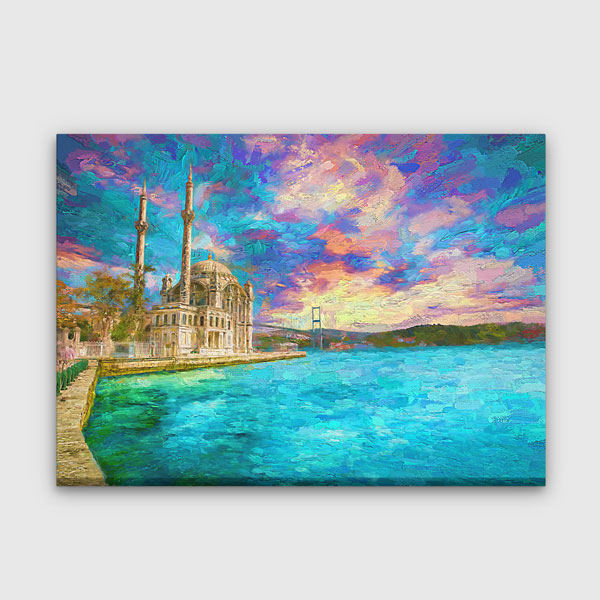 Ortaköy Camii ve Boğaz Manzaralı Sanatsal Kanvas Tablo 12073