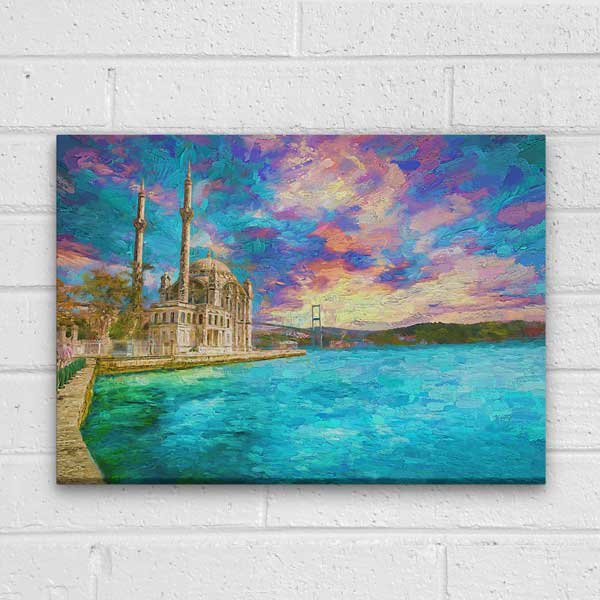 Ortaköy Camii ve Boğaz Manzaralı Sanatsal Kanvas Tablo 12073