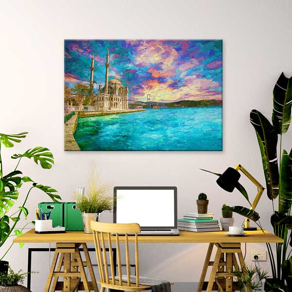 Ortaköy Camii ve Boğaz Manzaralı Sanatsal Kanvas Tablo 12073