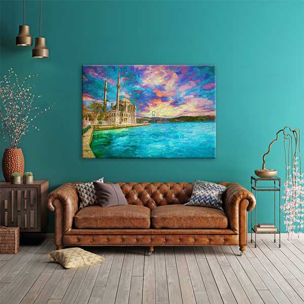 Ortaköy Camii ve Boğaz Manzaralı Sanatsal Kanvas Tablo 12073