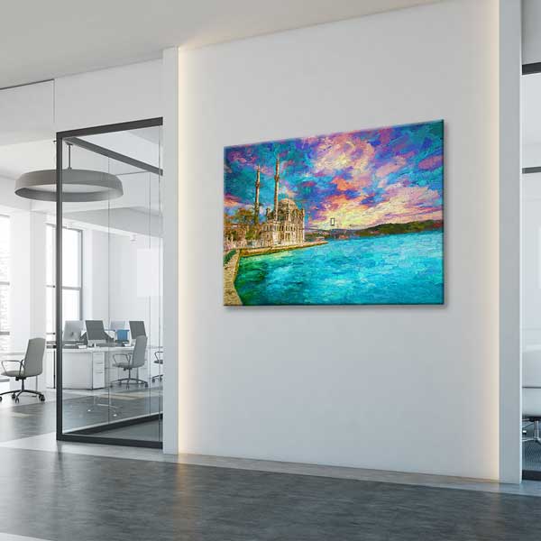 Ortaköy Camii ve Boğaz Manzaralı Sanatsal Kanvas Tablo 12073