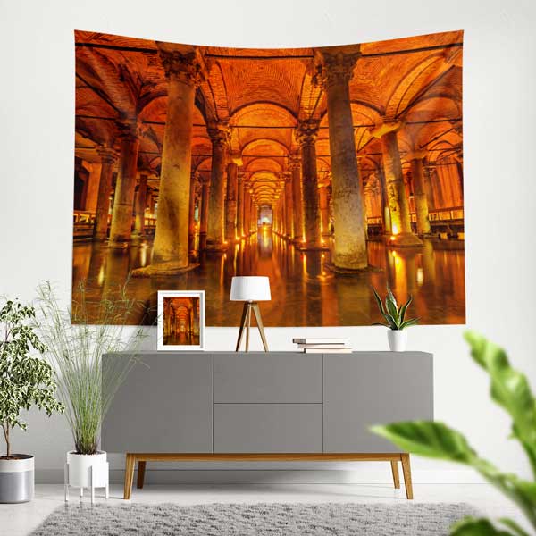 Yerebatan Sarnıcı Tarihi İstanbul Duvar Örtüsü Kumaş Baskı 11726