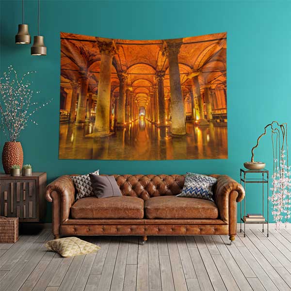 Yerebatan Sarnıcı Tarihi İstanbul Duvar Örtüsü Kumaş Baskı 11726