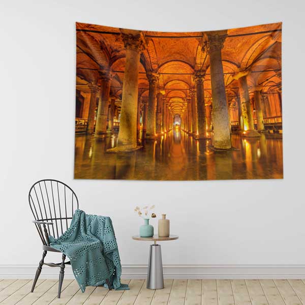 Yerebatan Sarnıcı Tarihi İstanbul Duvar Örtüsü Kumaş Baskı 11726