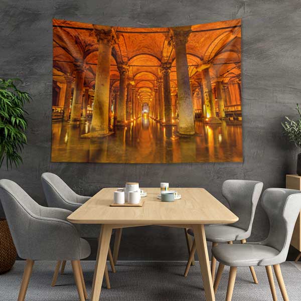 Yerebatan Sarnıcı Tarihi İstanbul Duvar Örtüsü Kumaş Baskı 11726