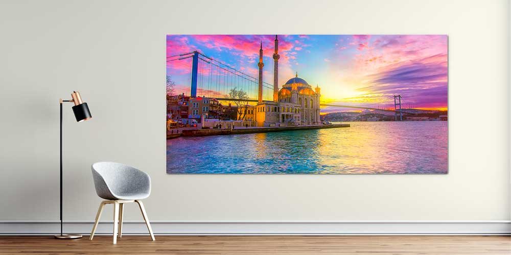 istanbul-wall-decoration-11920-00 Ortaköy Camii Gün Batımı ve Boğaz Manzaralı Büyük Ebatlı Duvar Dekoru 11920