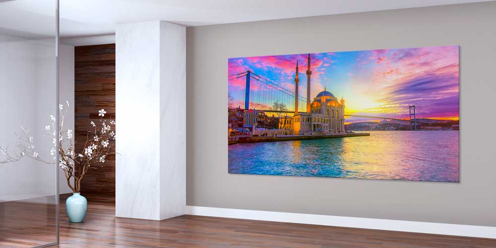 Ortaköy Camii Gün Batımı ve Boğaz Manzaralı Büyük Ebatlı Duvar Dekoru 11920