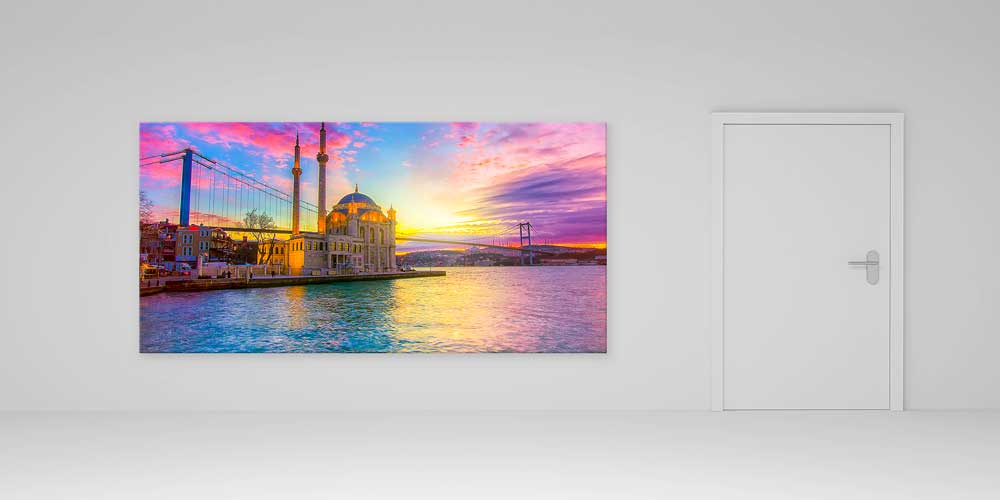 Ortaköy Camii Gün Batımı ve Boğaz Manzaralı Büyük Ebatlı Duvar Dekoru 11920