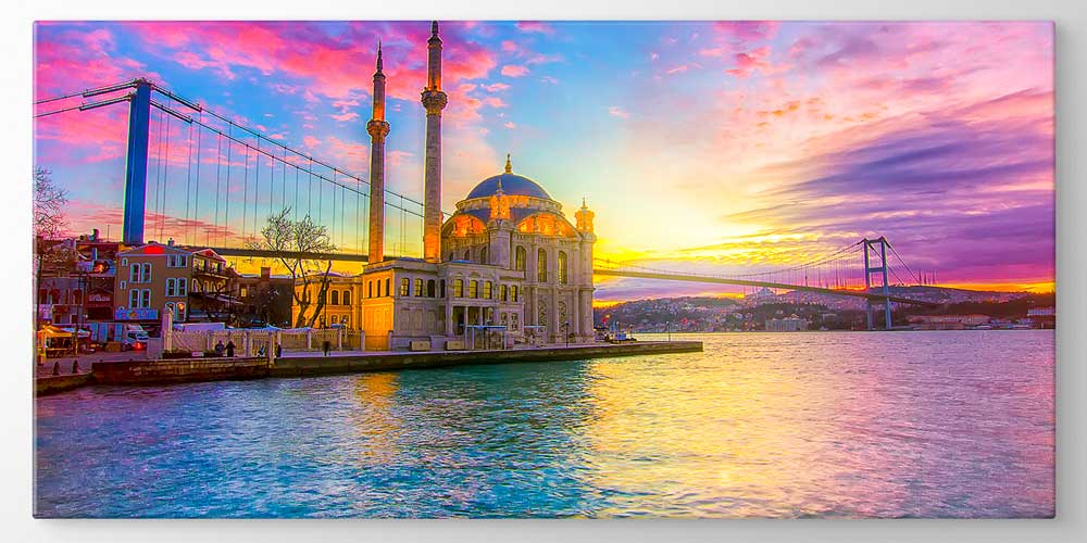 Ortaköy Camii Gün Batımı ve Boğaz Manzaralı Büyük Ebatlı Duvar Dekoru 11920