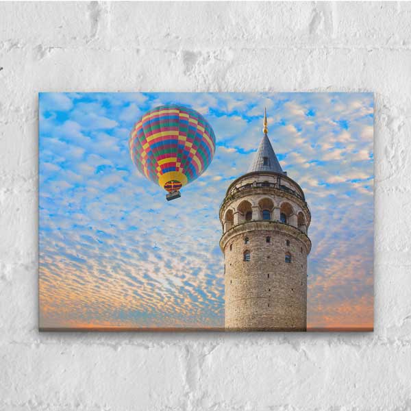 Galata Kulesi ve Sıcak Hava Balonu Manzaralı Kanvas Tablo 12071