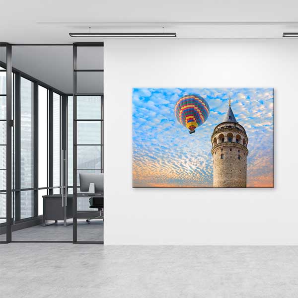 Galata Kulesi ve Sıcak Hava Balonu Manzaralı Kanvas Tablo 12071