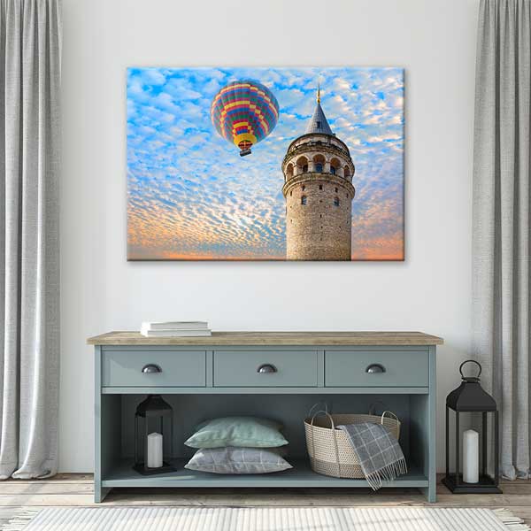 Galata Kulesi ve Sıcak Hava Balonu Manzaralı Kanvas Tablo 12071