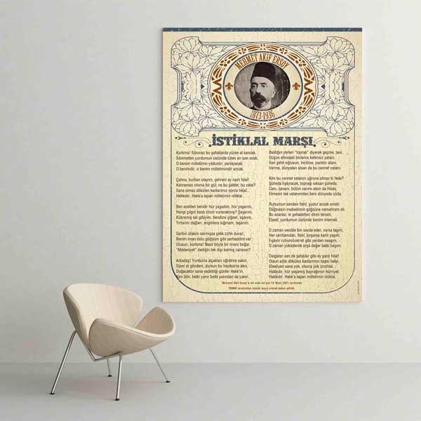 istiklal-marsi-posterler-f-562-01 İstiklal Marşı ve Mehmet Akif Ersoy Portreli Kanvas Tablo F-562