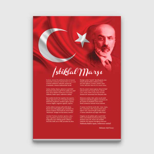 İstiklal Marşı Türk Bayraklı Mehmet Akif Ersoy Kanvas Tablo F-563