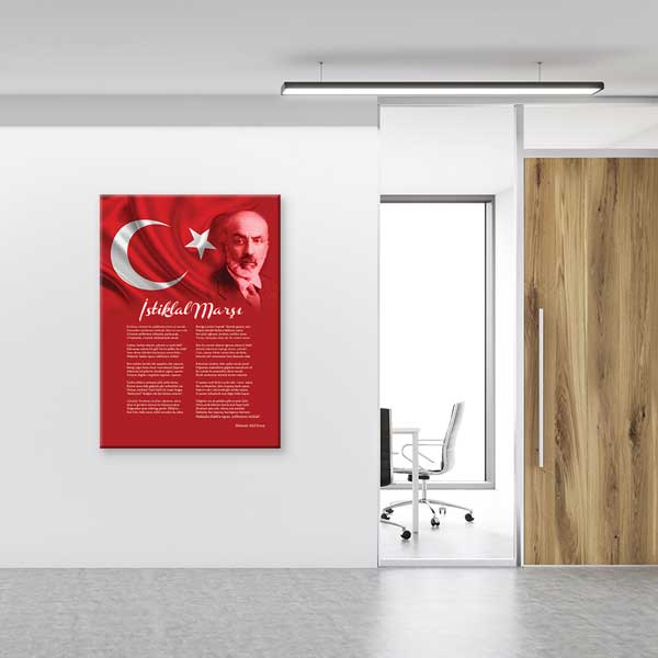İstiklal Marşı Türk Bayraklı Mehmet Akif Ersoy Kanvas Tablo F-563