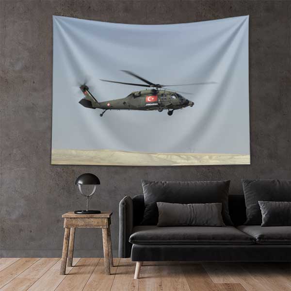 Türk Jandarma Helikopteri Fotoğraf Baskılı Duvar Örtüsü 11124