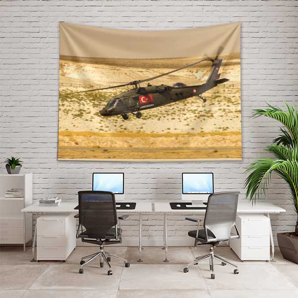 Türk Jandarma Helikopteri Çöl Temalı Duvar Örtüsü 11125
