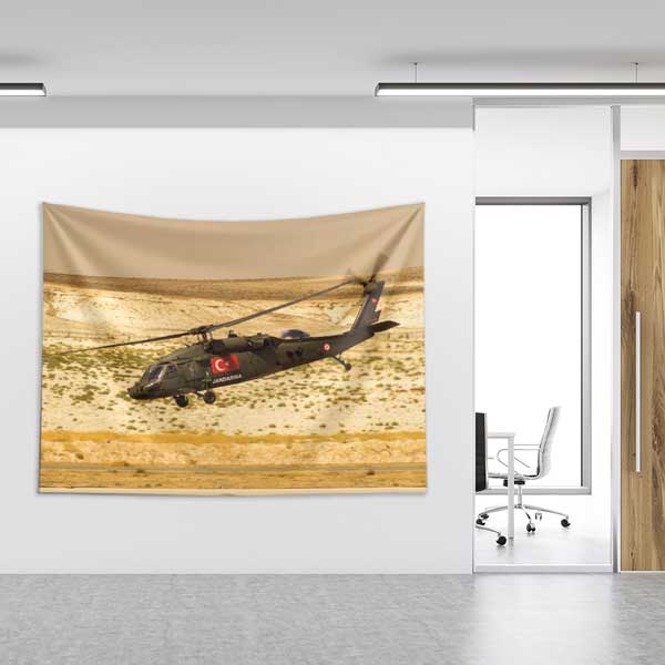 Türk Jandarma Helikopteri Çöl Temalı Duvar Örtüsü 11125