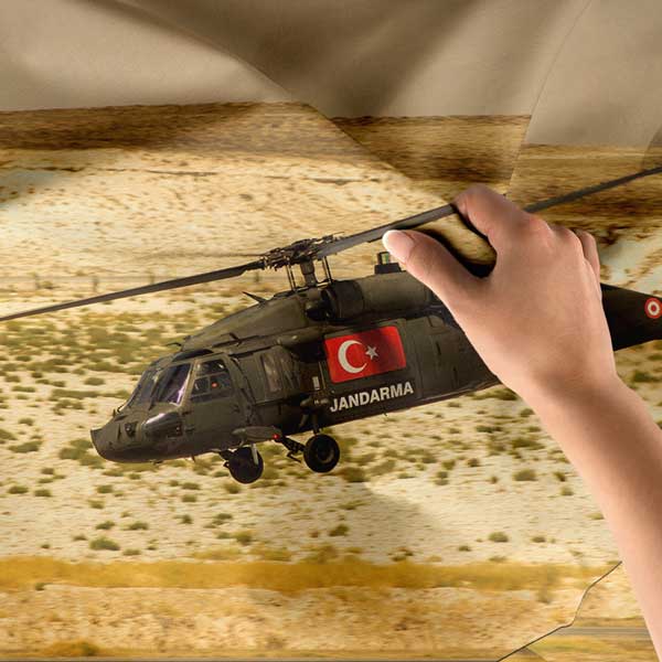 Türk Jandarma Helikopteri Çöl Temalı Duvar Örtüsü 11125