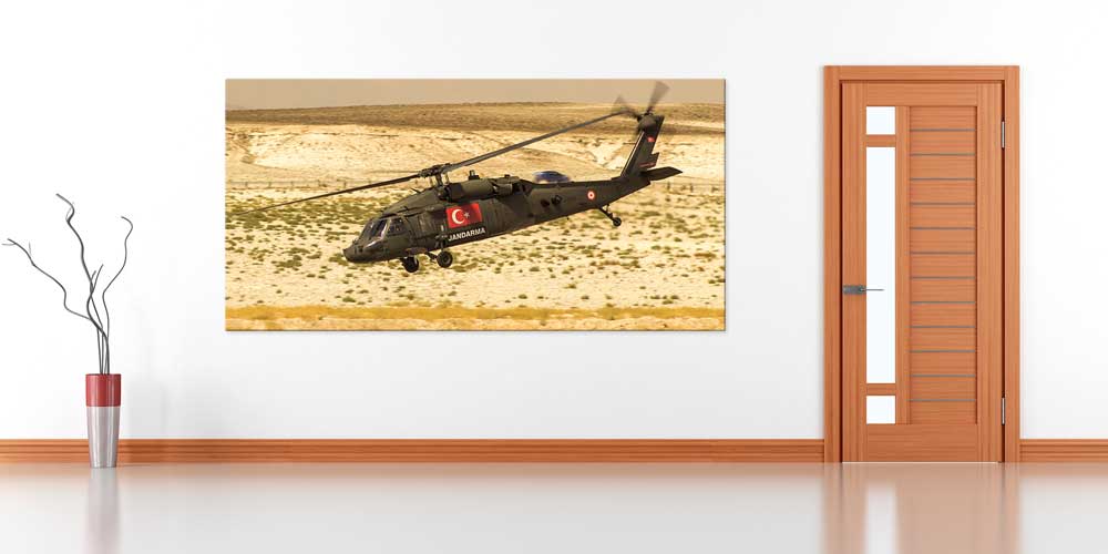 Türk Bayraklı Jandarma Helikopteri Dekoratif Baskı 11347