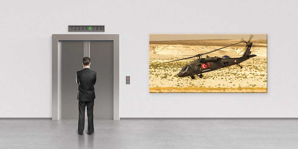 Türk Bayraklı Jandarma Helikopteri Dekoratif Baskı 11347