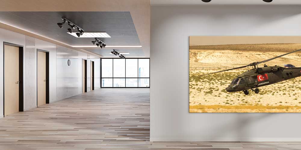 Türk Bayraklı Jandarma Helikopteri Dekoratif Baskı 11347