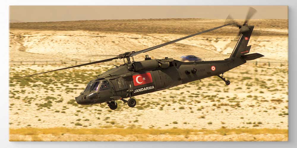Türk Bayraklı Jandarma Helikopteri Dekoratif Baskı 11347