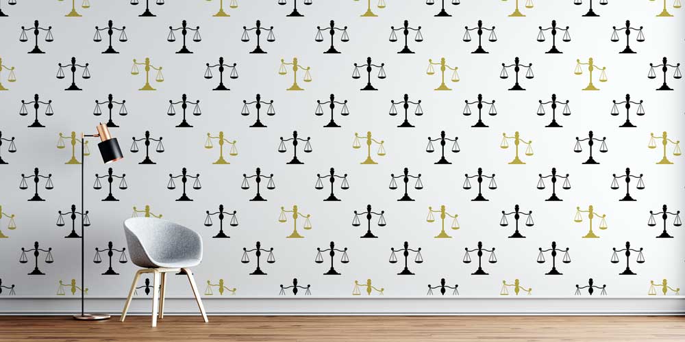 judge-wall-art-5292-0 Tekrarlayan Adalet Terazisi Desenli Hukuk Duvar Kağıdı – Modern Ofis Tasarımı 5292
