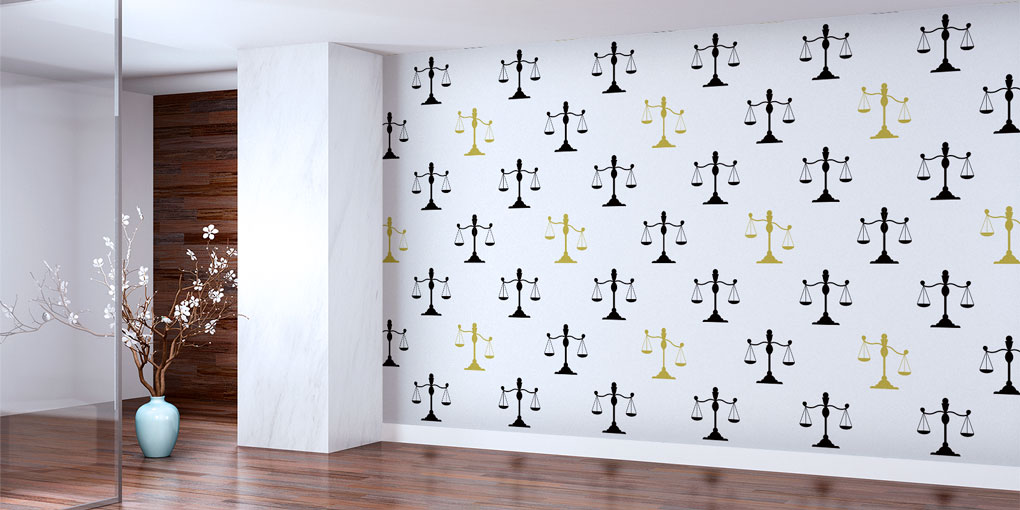 judge-wall-art-5292-01 Tekrarlayan Adalet Terazisi Desenli Hukuk Duvar Kağıdı – Modern Ofis Tasarımı 5292