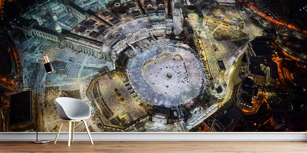 Kabe ve Mekke Gece Manzaralı Duvar Kağıdı ve Duvar Giydirme 10483
