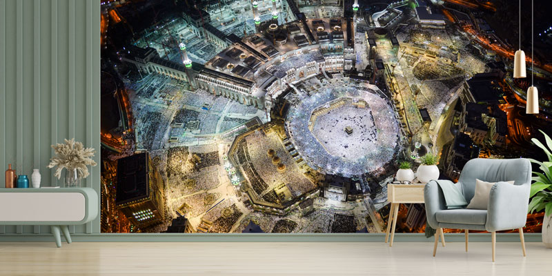 Kabe ve Mekke Gece Manzaralı Duvar Kağıdı ve Duvar Giydirme 10483