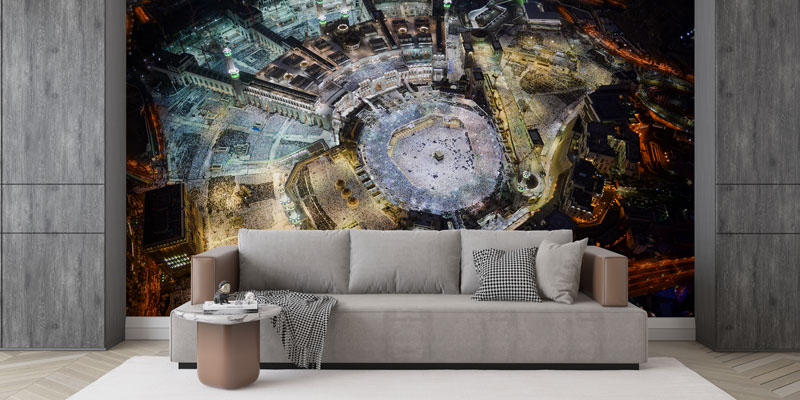 Kabe ve Mekke Gece Manzaralı Duvar Kağıdı ve Duvar Giydirme 10483