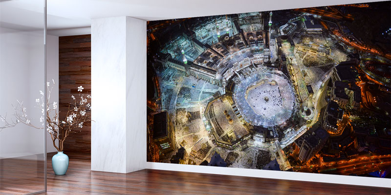 Kabe ve Mekke Gece Manzaralı Duvar Kağıdı ve Duvar Giydirme 10483