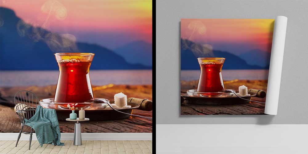 Gün Batımı Eşliğinde Çay Sunumu Anadolu Mutfağı Duvar Kağıdı 12390