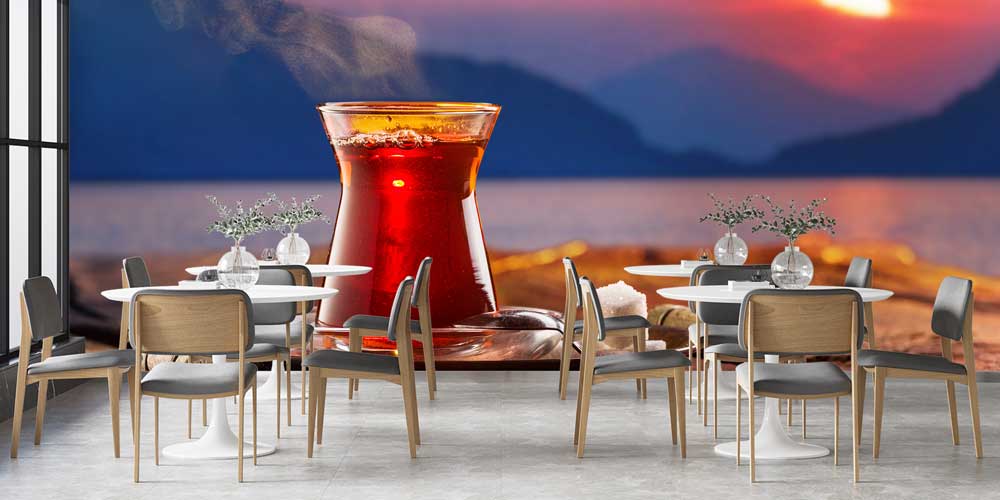 Gün Batımı Eşliğinde Çay Sunumu Anadolu Mutfağı Duvar Kağıdı 12390