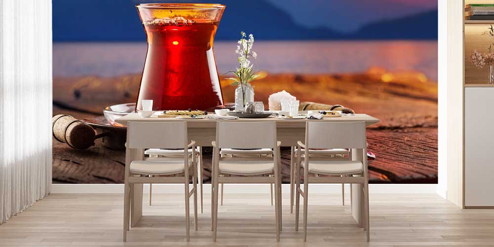 Gün Batımı Eşliğinde Çay Sunumu Anadolu Mutfağı Duvar Kağıdı 12390