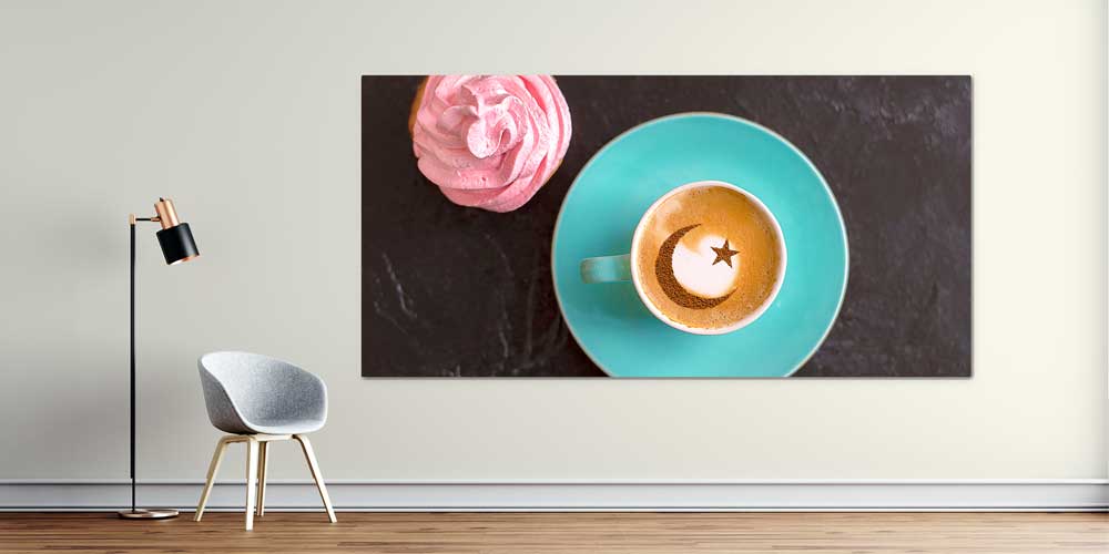 Hilal ve Yıldız Desenli Kahve ve Tatlı Temalı Büyük Ebat Duvar Dekoru – 12458