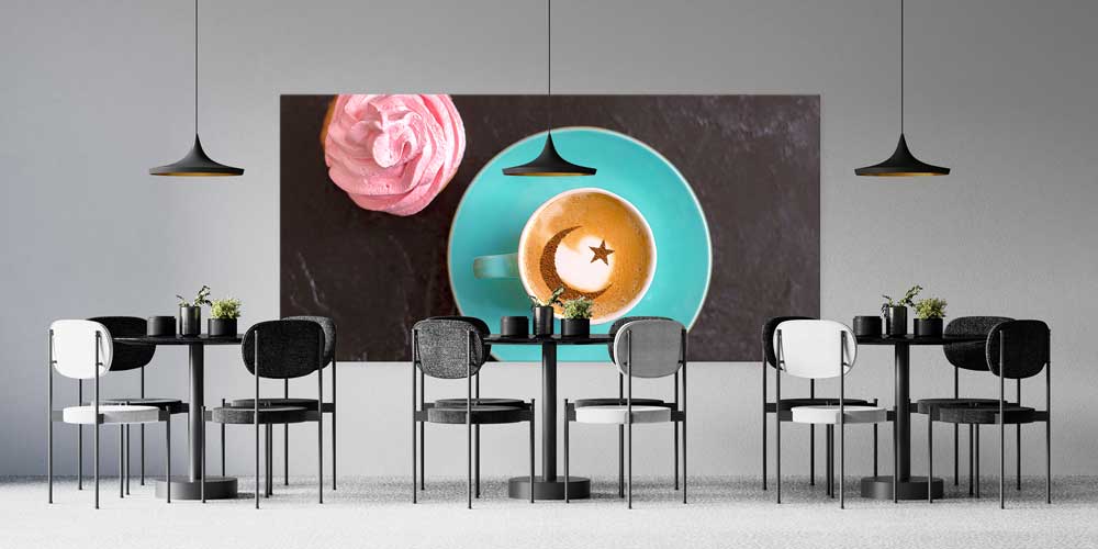 Hilal ve Yıldız Desenli Kahve ve Tatlı Temalı Büyük Ebat Duvar Dekoru – 12458