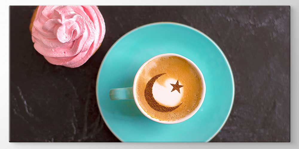 Hilal ve Yıldız Desenli Kahve ve Tatlı Temalı Büyük Ebat Duvar Dekoru – 12458