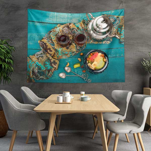 Türk Çayı ve Lokum Temalı Duvar Örtüsü 12566