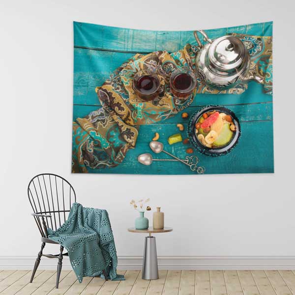 Türk Çayı ve Lokum Temalı Duvar Örtüsü 12566