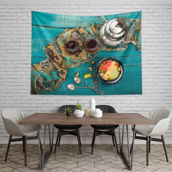 Türk Çayı ve Lokum Temalı Duvar Örtüsü 12566