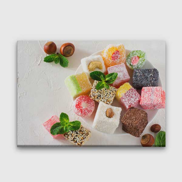 Renkli Lokumlar Temalı Kanvas Duvar Tablosu – 12158