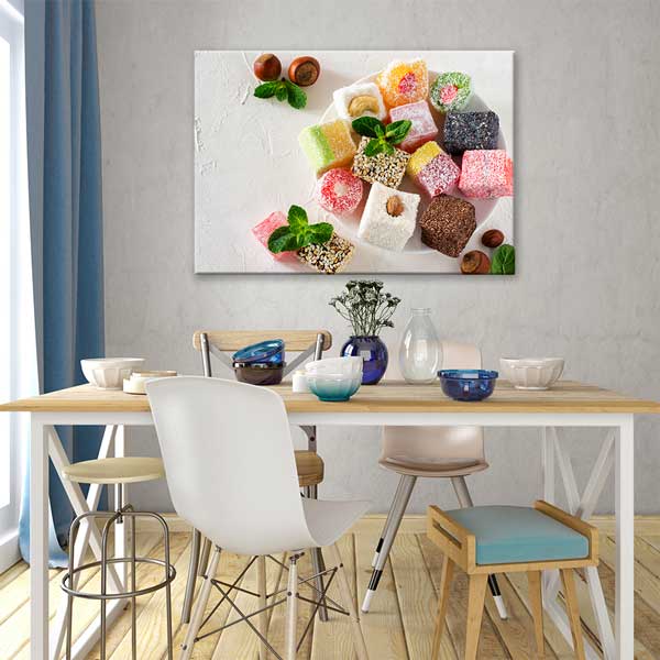 Renkli Lokumlar Temalı Kanvas Duvar Tablosu – 12158