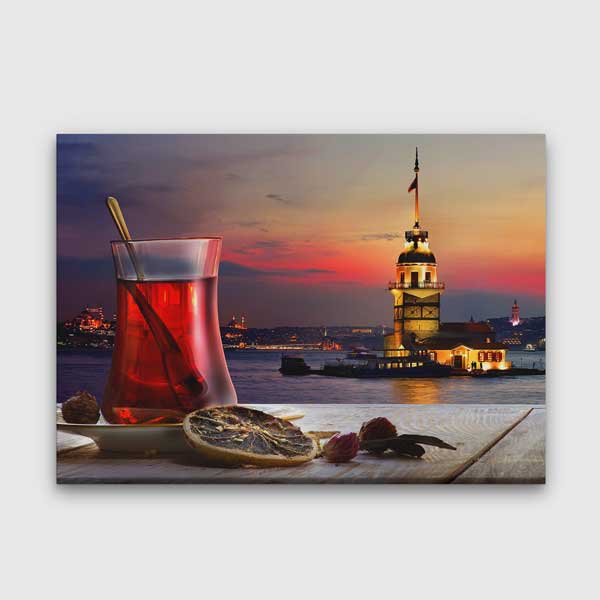 Kız Kulesi ve Çay Temalı Kanvas Duvar Tablosu – 12157
