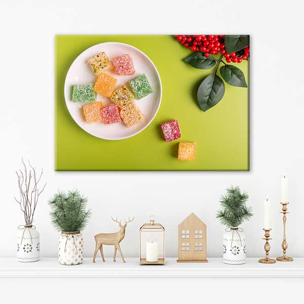 Renkli Lokum Tasarımlı Kanvas Duvar Tablosu – 12160