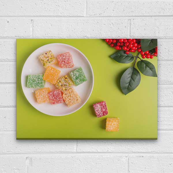 Renkli Lokum Tasarımlı Kanvas Duvar Tablosu – 12160